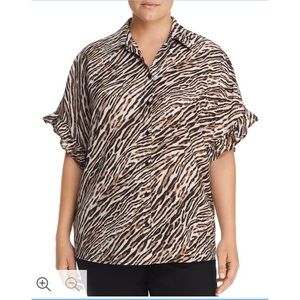 Michael Kors Animal Print Ruffe Sleeve Blouse